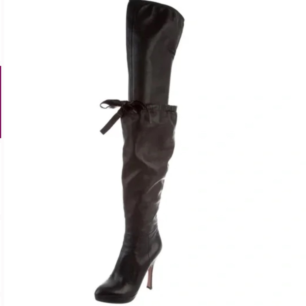 Prada thigh high lamb skin boots